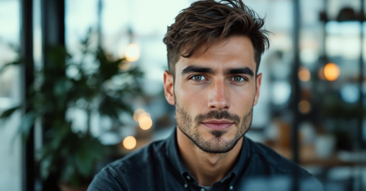Homme avec coupe de cheveux moderne, capturé en photojournalisme