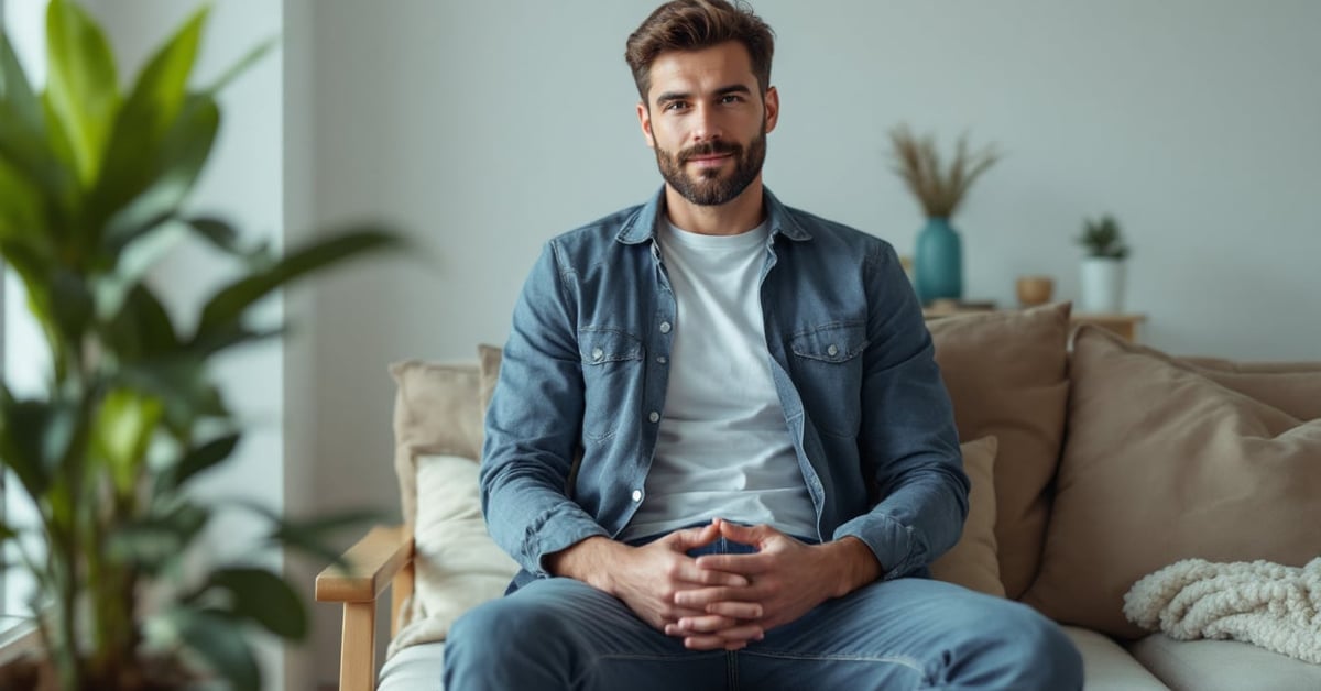 Guide taille Levi's homme : homme essayant un jean Levi's pour trouver la bonne coupe